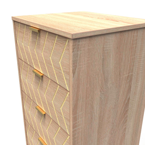 Hong Kong (Gold Hairpin Legs) 5 Drawer Bedside Cabinet