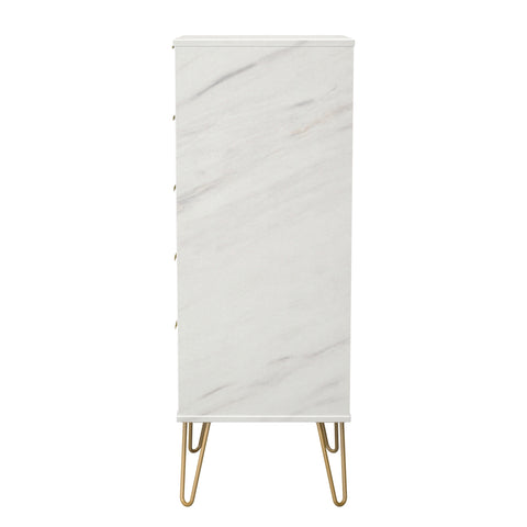 Hong Kong (Gold Hairpin Legs) 5 Drawer Bedside Cabinet