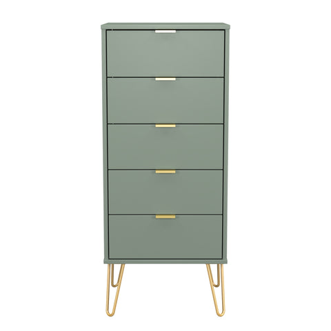 Hong Kong (Gold Hairpin Legs) 5 Drawer Bedside Cabinet