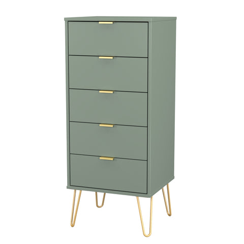 Hong Kong (Gold Hairpin Legs) 5 Drawer Bedside Cabinet
