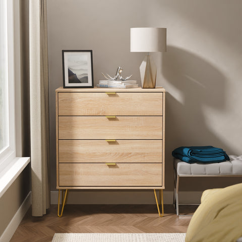 Hong Kong (Gold Hairpin Legs) 4 Drawer Chest