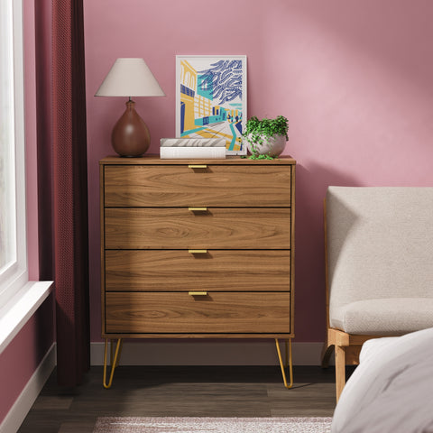 Hong Kong (Gold Hairpin Legs) 4 Drawer Chest