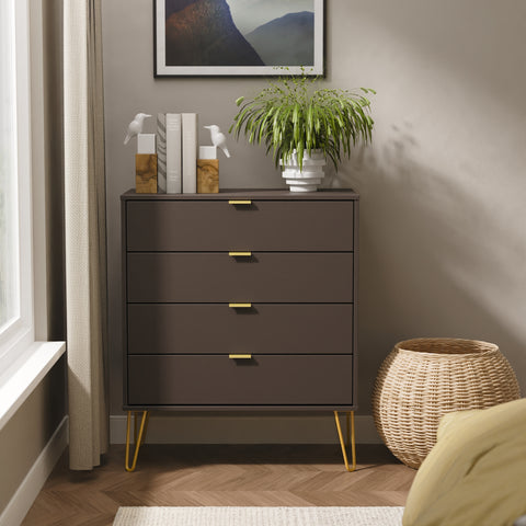 Hong Kong (Gold Hairpin Legs) 4 Drawer Chest