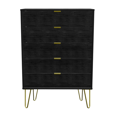 Hong Kong (Gold Hairpin Legs) 5 Drawer Chest