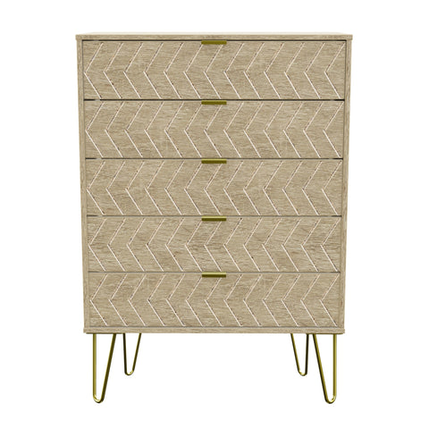 Hong Kong (Gold Hairpin Legs) 5 Drawer Chest
