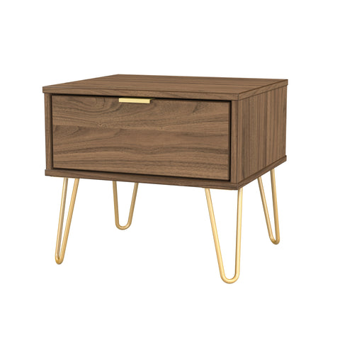 Hong Kong (Gold Hairpin Legs) 1 Drawer Bedside Cabinet  with Legs