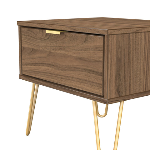 Hong Kong (Gold Hairpin Legs) 1 Drawer Bedside Cabinet  with Legs