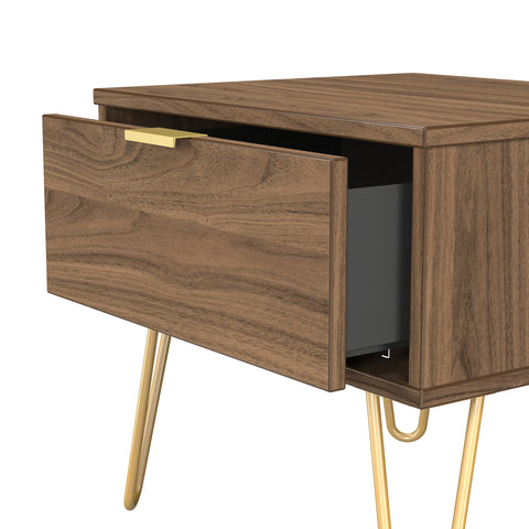 Hong Kong (Gold Hairpin Legs) 1 Drawer Bedside Cabinet  with Legs