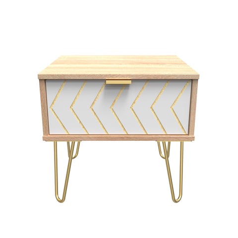 Hong Kong (Gold Hairpin Legs) 1 Drawer Bedside Cabinet  with Legs