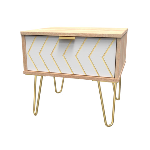 Hong Kong (Gold Hairpin Legs) 1 Drawer Bedside Cabinet  with Legs