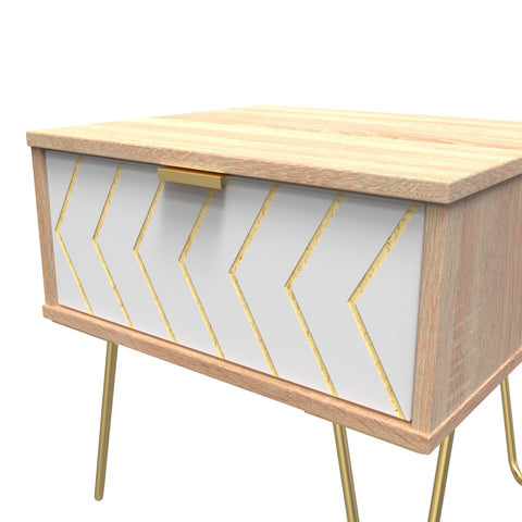 Hong Kong (Gold Hairpin Legs) 1 Drawer Bedside Cabinet  with Legs