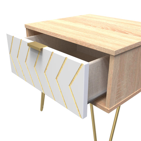 Hong Kong (Gold Hairpin Legs) 1 Drawer Bedside Cabinet  with Legs
