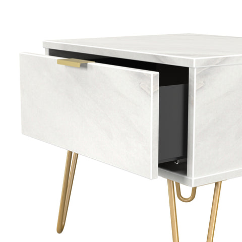 Hong Kong (Gold Hairpin Legs) 1 Drawer Bedside Cabinet  with Legs