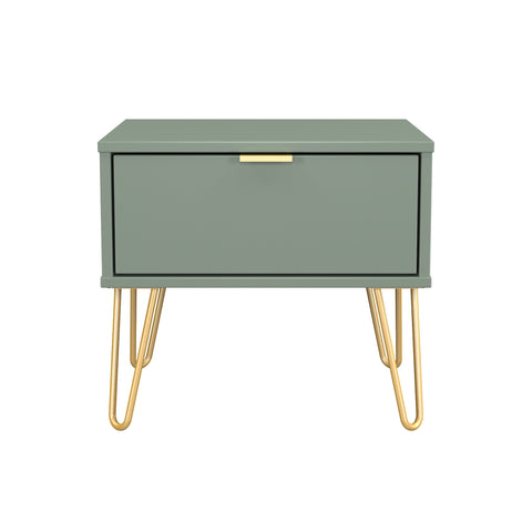 Hong Kong (Gold Hairpin Legs) 1 Drawer Bedside Cabinet  with Legs