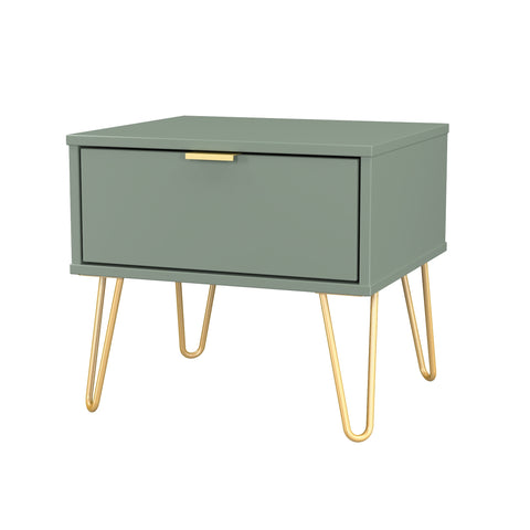 Hong Kong (Gold Hairpin Legs) 1 Drawer Bedside Cabinet  with Legs