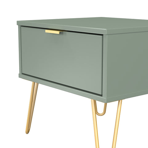 Hong Kong (Gold Hairpin Legs) 1 Drawer Bedside Cabinet  with Legs