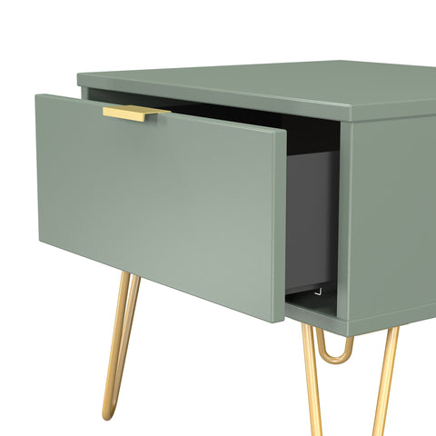 Hong Kong (Gold Hairpin Legs) 1 Drawer Bedside Cabinet  with Legs
