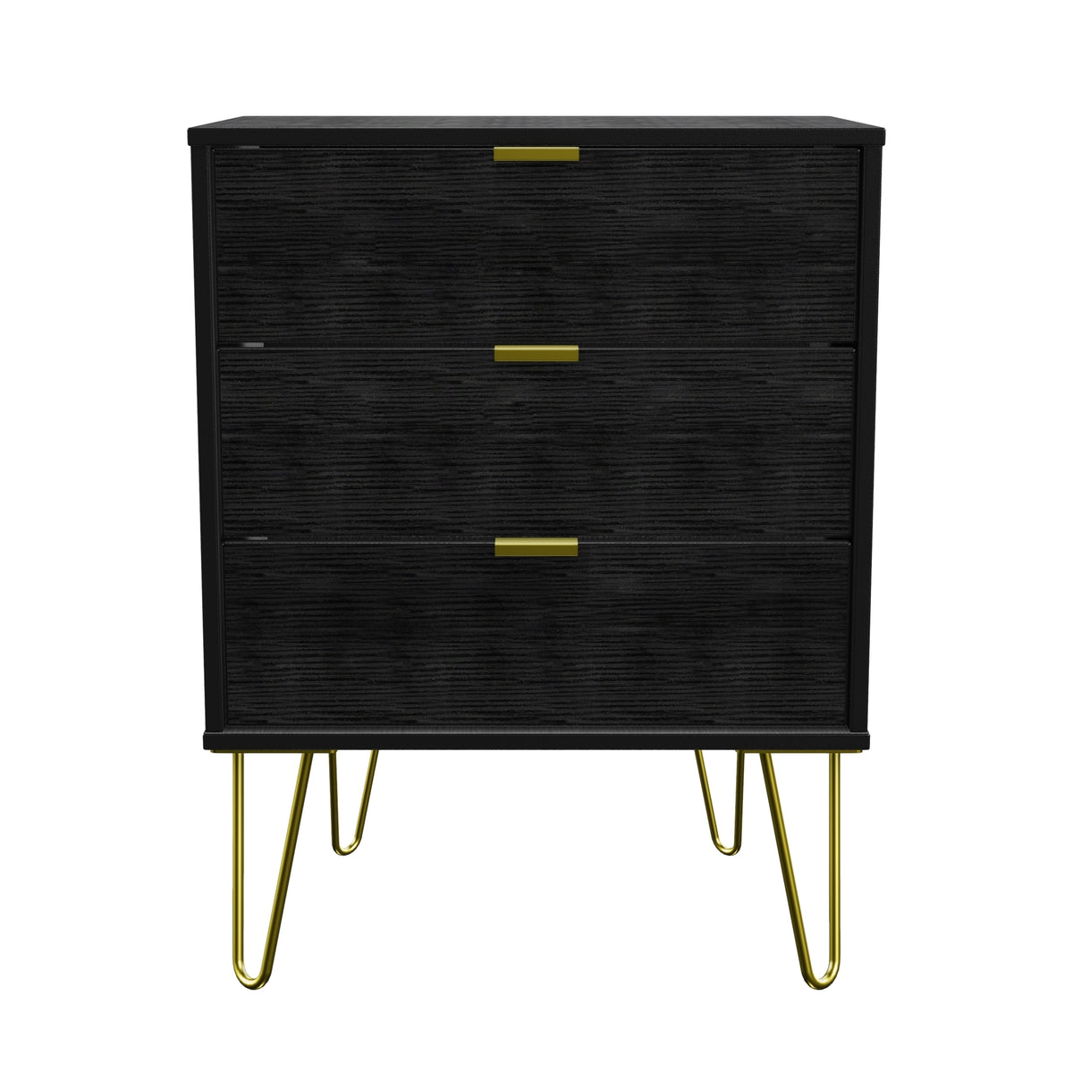 Hong Kong (Gold Hairpin Legs) 3 Drawer Midi Chest with Legs