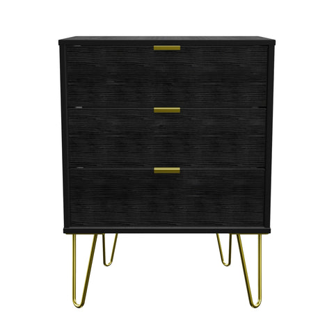 Hong Kong (Gold Hairpin Legs) 3 Drawer Midi Chest with Legs