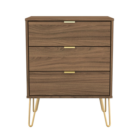 Hong Kong (Gold Hairpin Legs) 3 Drawer Midi Chest with Legs