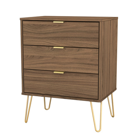 Hong Kong (Gold Hairpin Legs) 3 Drawer Midi Chest with Legs