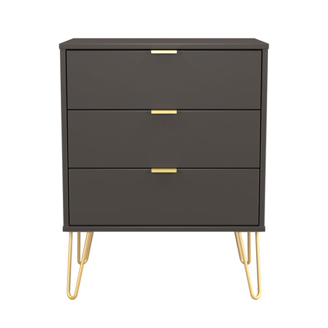 Hong Kong (Gold Hairpin Legs) 3 Drawer Midi Chest with Legs