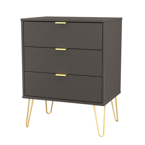 Hong Kong (Gold Hairpin Legs) 3 Drawer Midi Chest with Legs