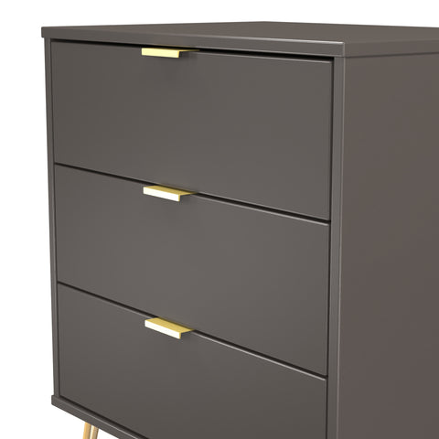 Hong Kong (Gold Hairpin Legs) 3 Drawer Midi Chest with Legs