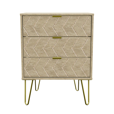 Hong Kong (Gold Hairpin Legs) 3 Drawer Midi Chest with Legs
