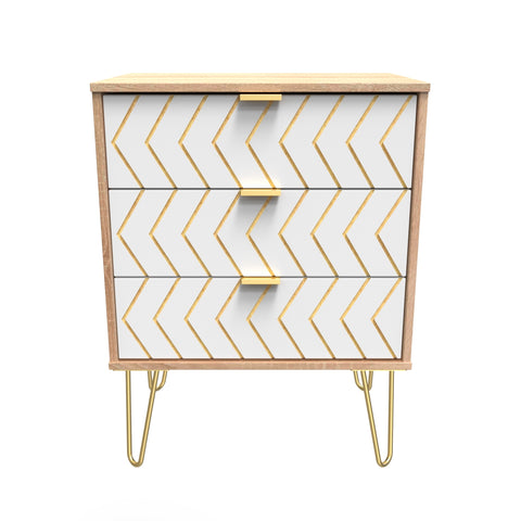 Hong Kong (Gold Hairpin Legs) 3 Drawer Midi Chest with Legs