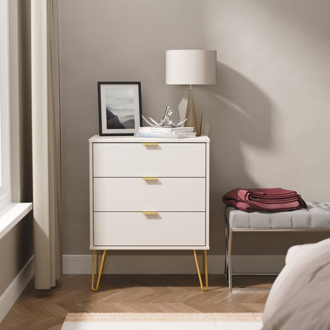 Hong Kong (Gold Hairpin Legs) 3 Drawer Midi Chest with Legs