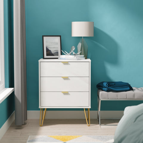 Hong Kong (Gold Hairpin Legs) 3 Drawer Midi Chest with Legs