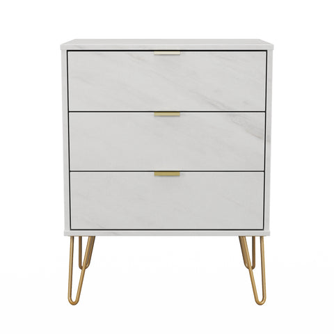 Hong Kong (Gold Hairpin Legs) 3 Drawer Midi Chest with Legs