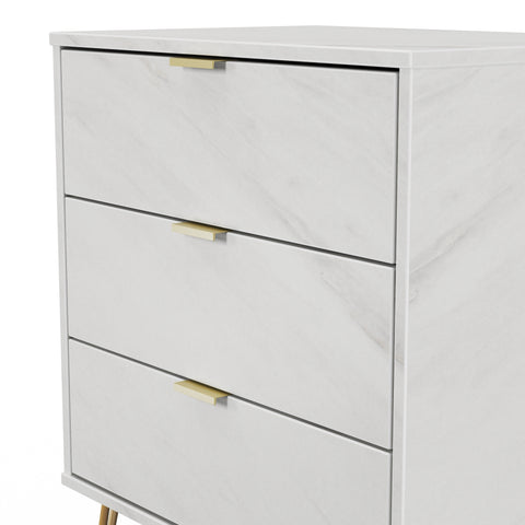Hong Kong (Gold Hairpin Legs) 3 Drawer Midi Chest with Legs