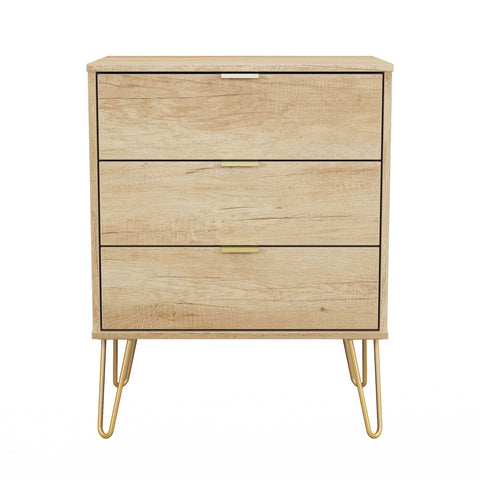 Hong Kong (Gold Hairpin Legs) 3 Drawer Midi Chest with Legs