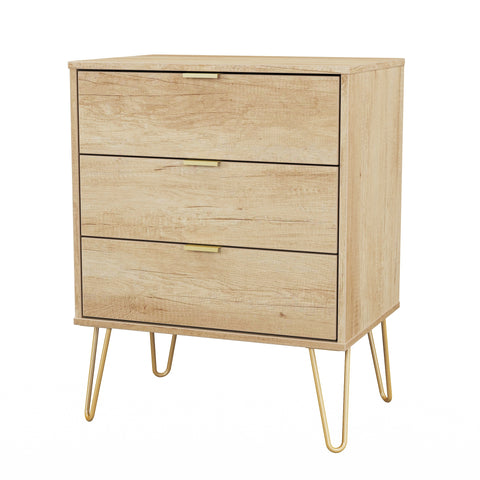 Hong Kong (Gold Hairpin Legs) 3 Drawer Midi Chest with Legs