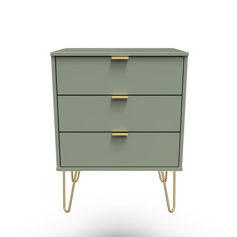 Hong Kong (Gold Hairpin Legs) 3 Drawer Midi Chest with Legs