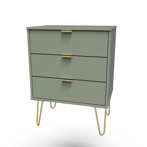 Hong Kong (Gold Hairpin Legs) 3 Drawer Midi Chest with Legs