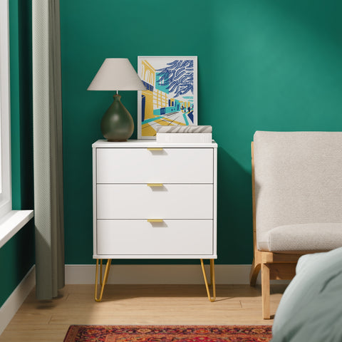 Hong Kong (Gold Hairpin Legs) 3 Drawer Midi Chest with Legs