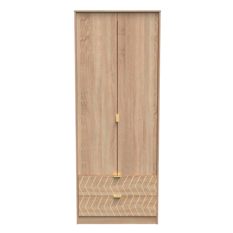 Hong Kong (Gold Hairpin Legs) Tall 2 Drawer Wardrobe