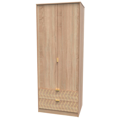 Hong Kong (Gold Hairpin Legs) Tall 2 Drawer Wardrobe
