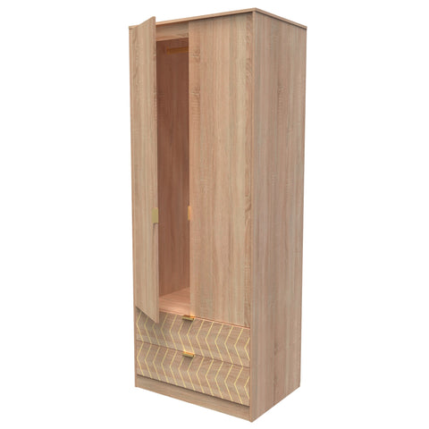 Hong Kong (Gold Hairpin Legs) Tall 2 Drawer Wardrobe