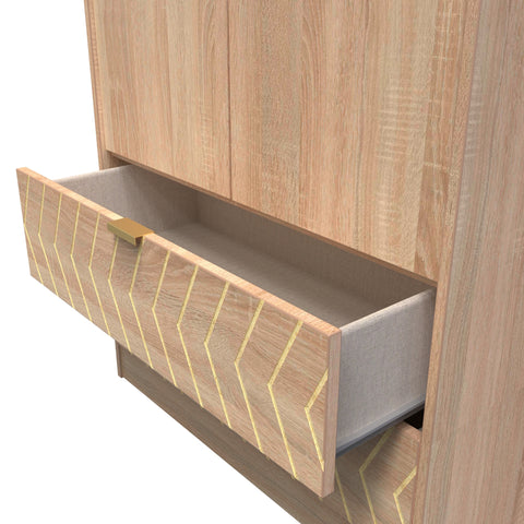 Hong Kong (Gold Hairpin Legs) Tall 2 Drawer Wardrobe