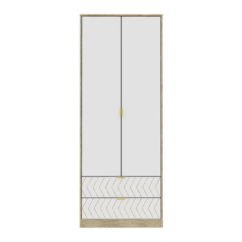 Hong Kong (Gold Hairpin Legs) Tall 2 Drawer Wardrobe