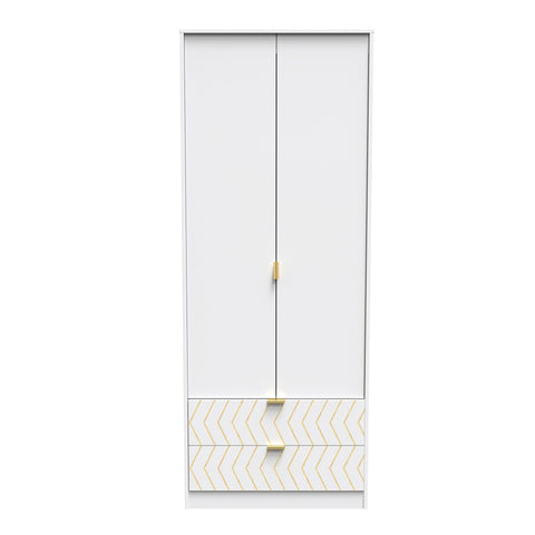 Hong Kong (Gold Hairpin Legs) Tall 2 Drawer Wardrobe