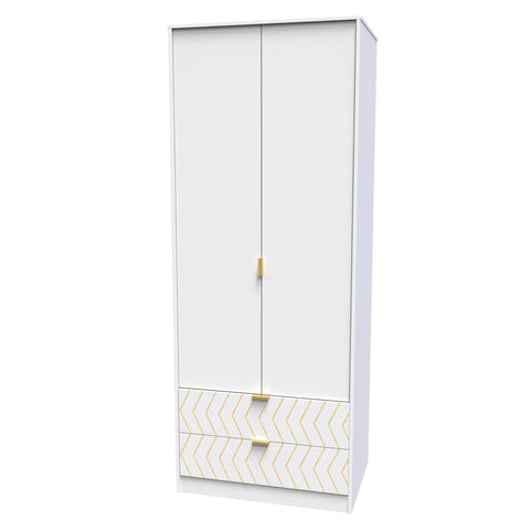 Hong Kong (Gold Hairpin Legs) Tall 2 Drawer Wardrobe