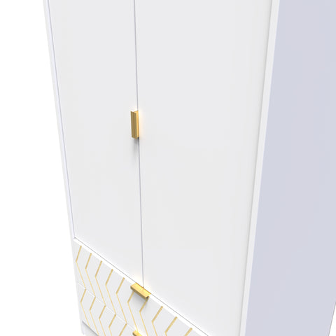 Hong Kong (Gold Hairpin Legs) Tall 2 Drawer Wardrobe
