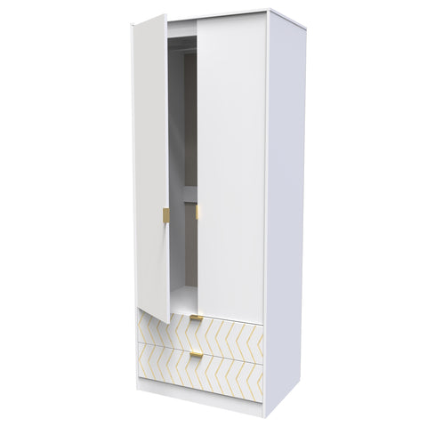 Hong Kong (Gold Hairpin Legs) Tall 2 Drawer Wardrobe
