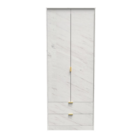 Hong Kong (Gold Hairpin Legs) Tall 2 Drawer Wardrobe