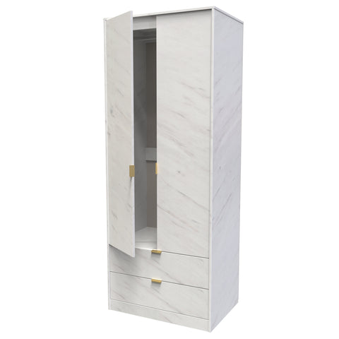 Hong Kong (Gold Hairpin Legs) Tall 2 Drawer Wardrobe